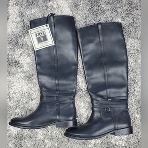 Frye Melissa Belted Tall Black Leather Boot Women’s‎ Size 6 B